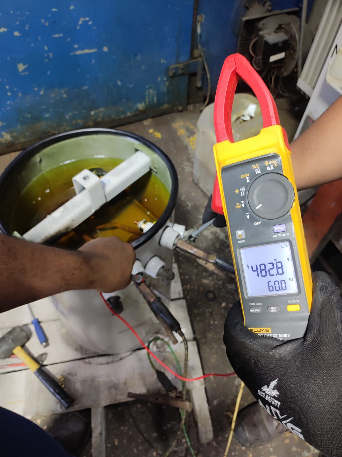 Medición de voltaje en prueba sin carga