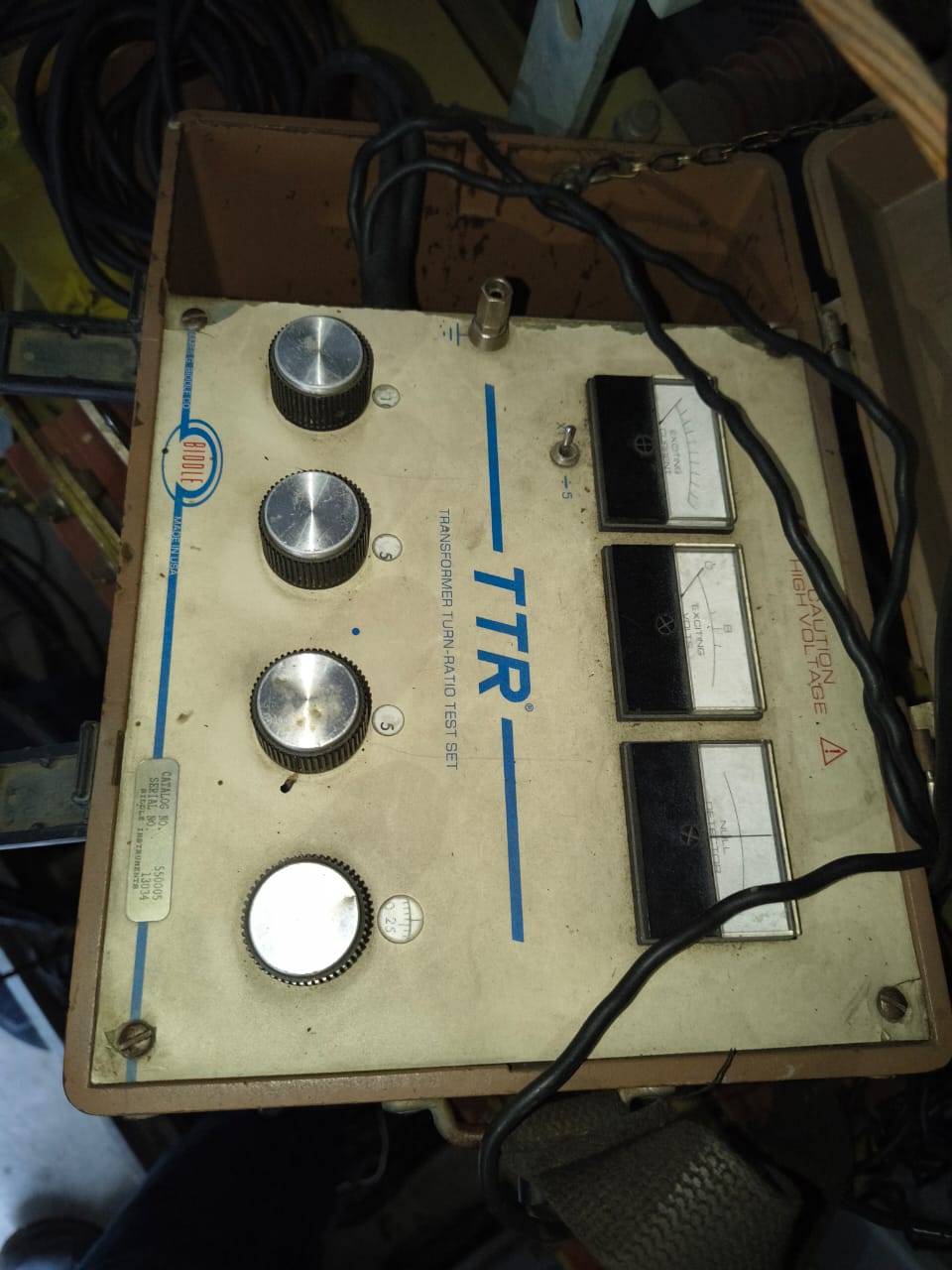 Equipo TTR (Transformer Turn Ratio) marca Biddle para pruebas de relación de transformación